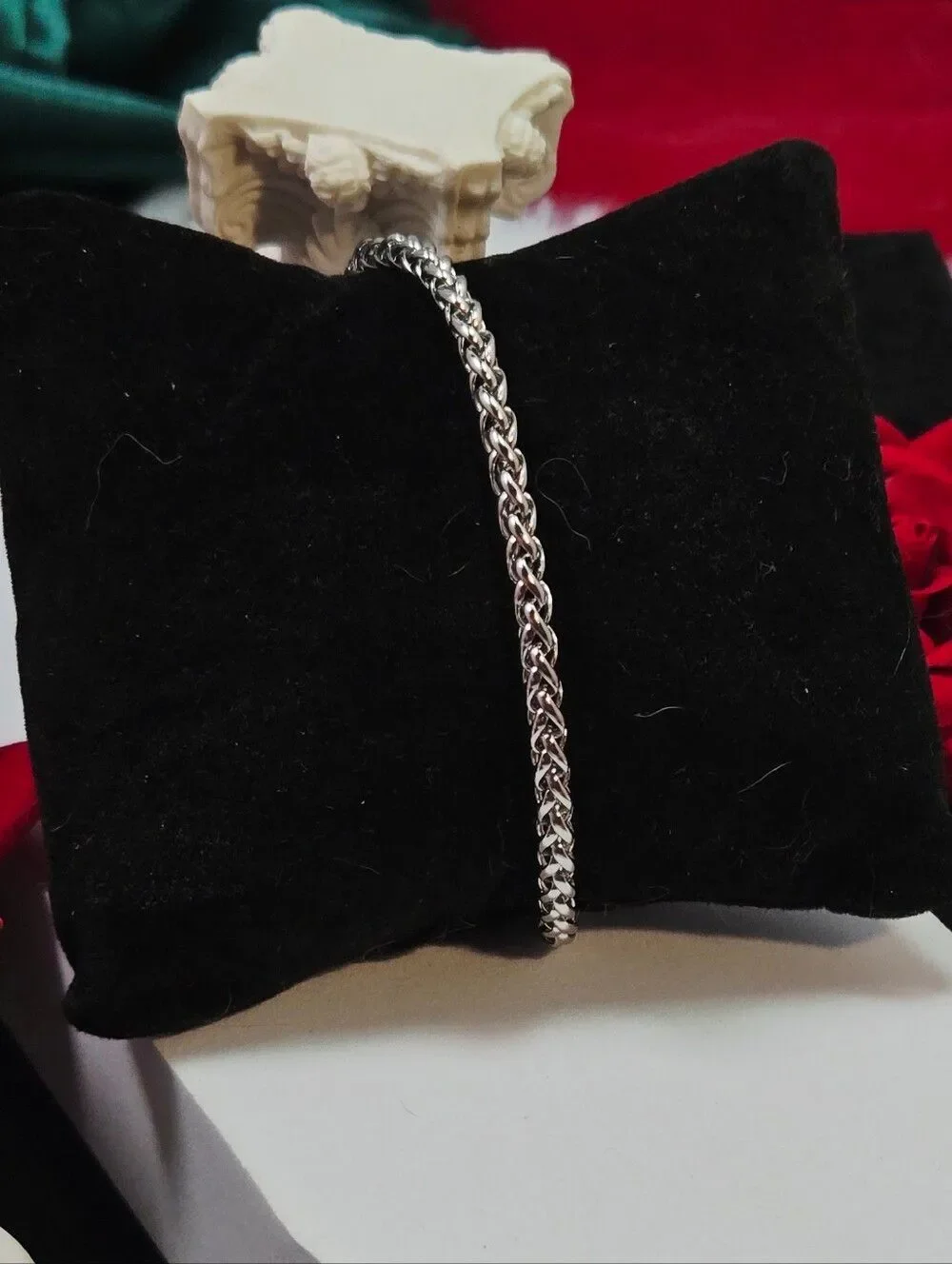 Stainless Steel Wheat Chain Bracelet Dragon Bone Link Silver 9” Minimalist Luxe